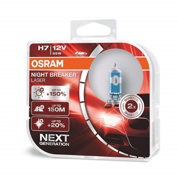 Osram Night Breaker Laser H7 Bulbs ,12v ,duo box image