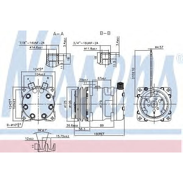 UNIVERSAL UNIVERSAL COMPRESSOR SANDEN SD5H09 12V Pulley 1 image